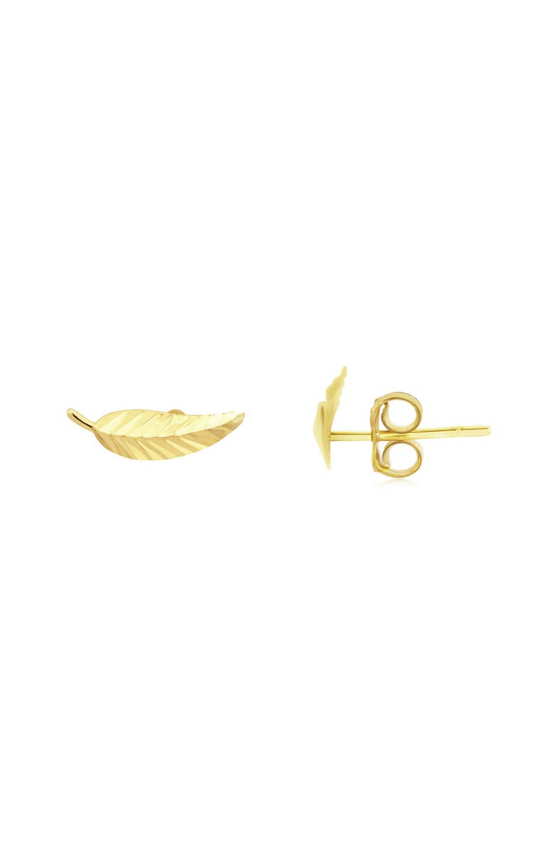 The Lovery Fine Jewelry Gold Leaf Stud Earrings, Main, color, Yellow Gold
