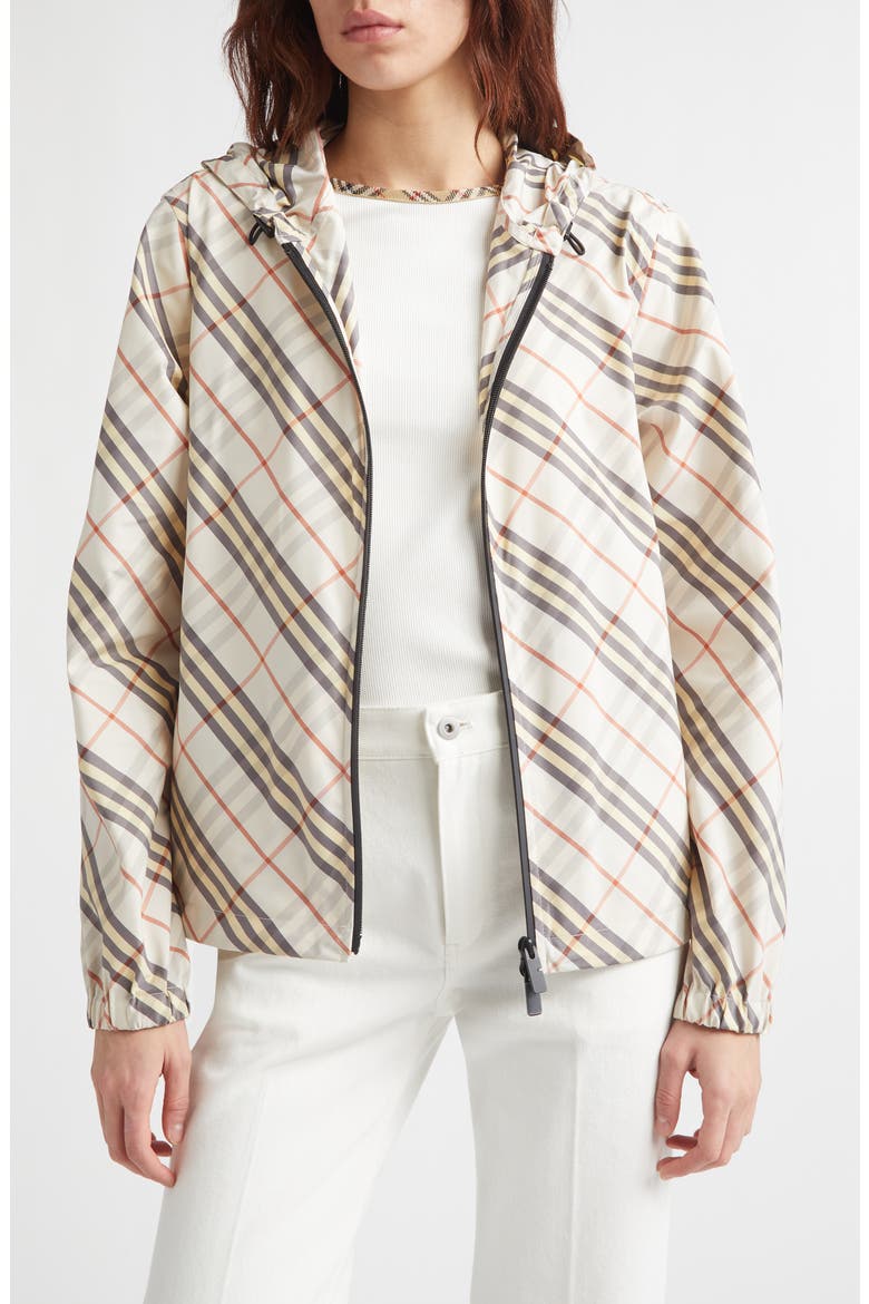 Salcombe Check Hooded Jacket, Main, color, PEBBLE BEIGE IP CHK