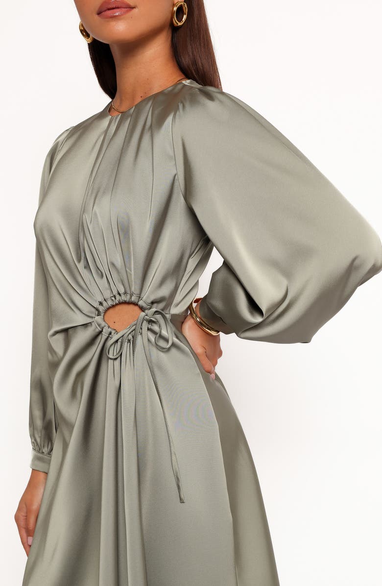 Petal & Pup Windsor Balloon Sleeve Satin Cocktail Dress, Alternate, color, Olive