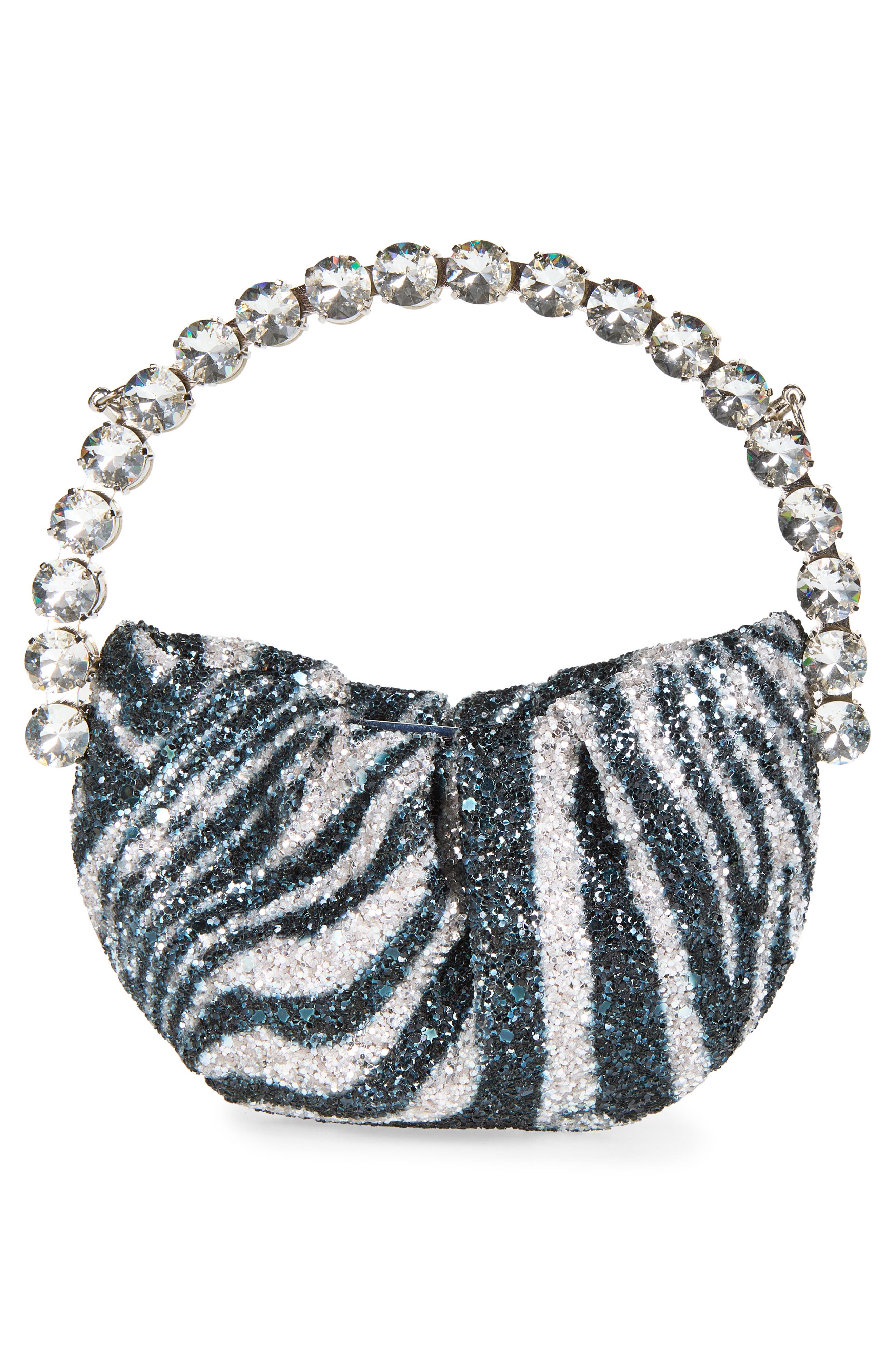 Micro Beaded Satin Eternity Bag, Alternate, color, ZEBRA