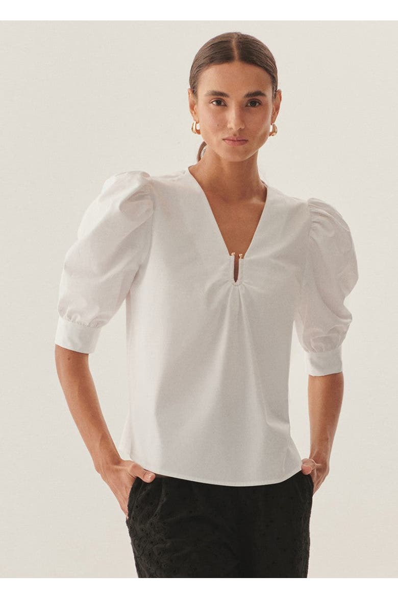 Maggie Poplin Blouse, Alternate, color, WHITE