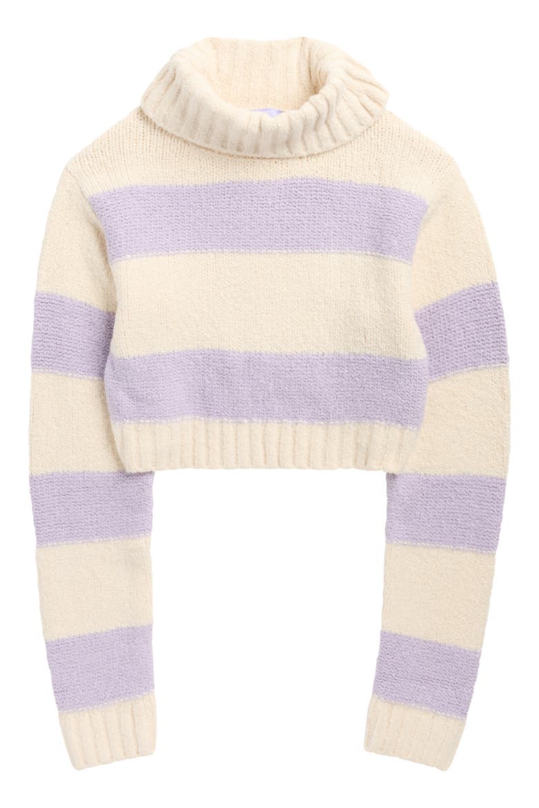 Crop Turtleneck Sweater, Main, color, SOFT LAVENDER STRIPE