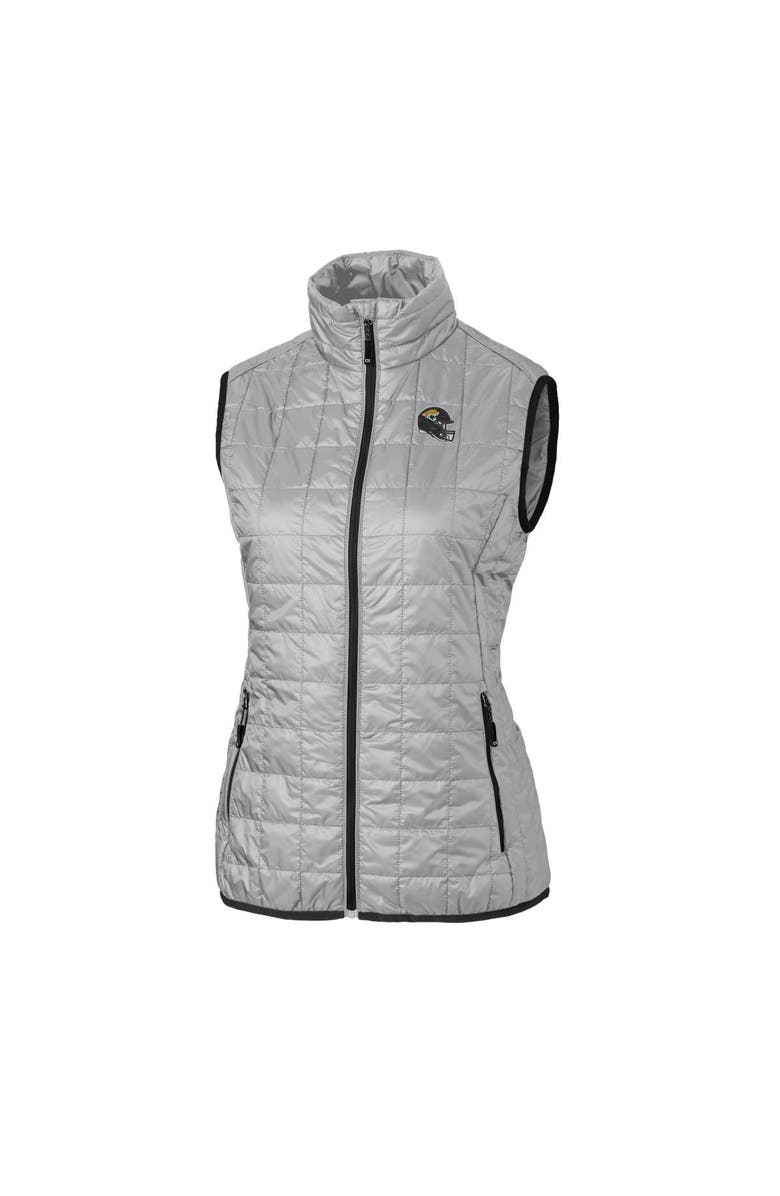 Cutter & Buck Women's Cutter & Buck  Silver Jacksonville Jaguars Helmet Logo Rainier PrimaLoft Eco Insulated Full-Zip Puffer Vest, Alternate, color, 