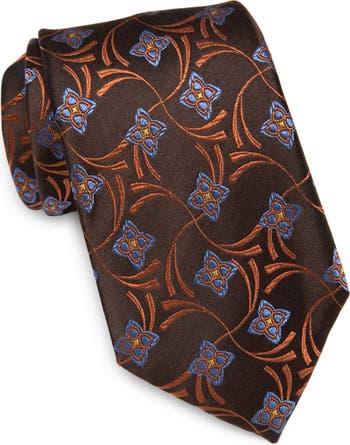 DUCHAMP LONDON
 Floral Pattern Silk Tie main image 1