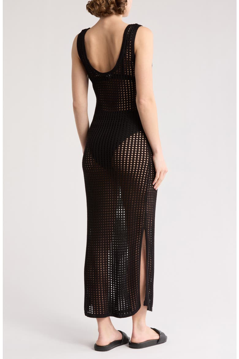 Open Knit Cover-Up Dress, Alternate, color, BLACK