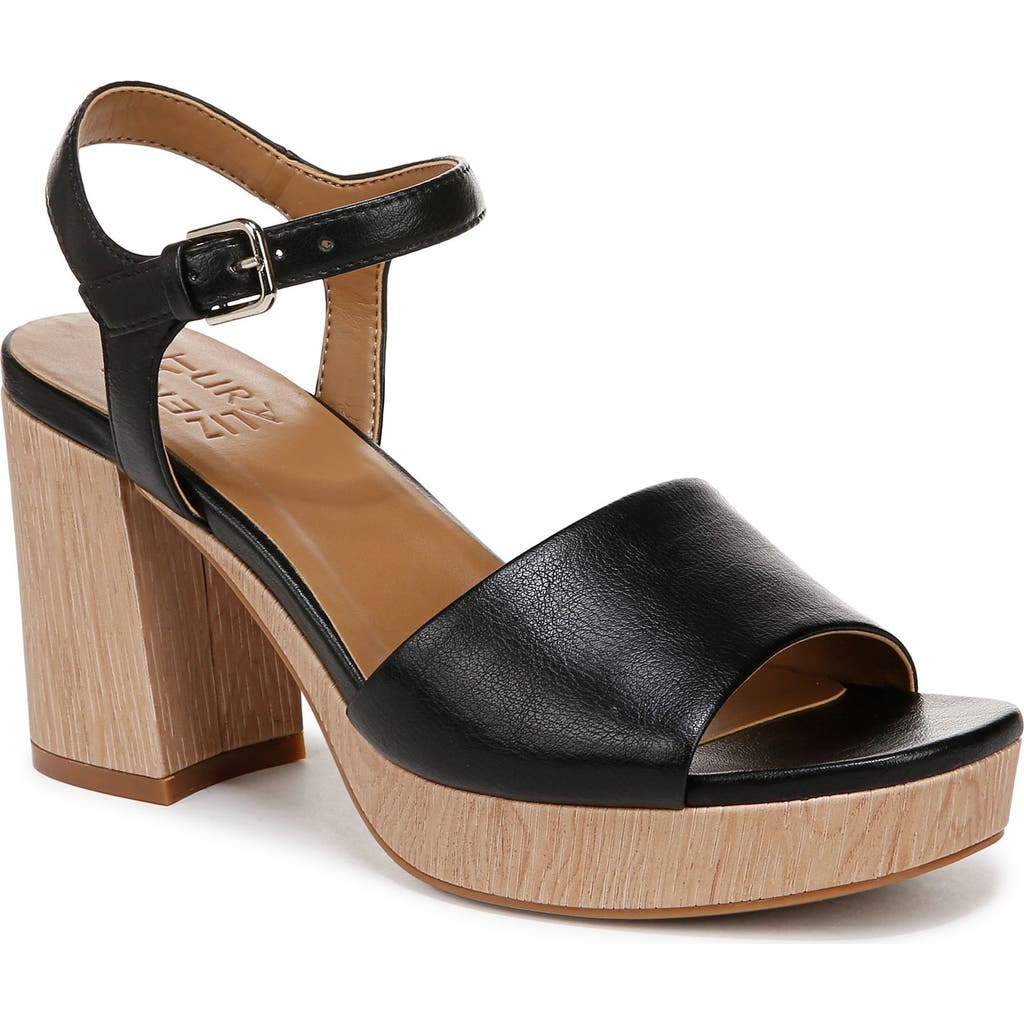 Naturalizer Lilly Womens Faux Leahter Ankle Strap Heels In Black