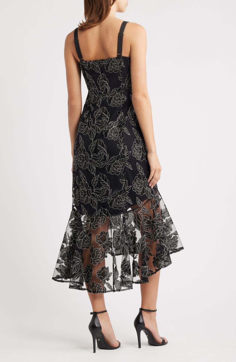 Sam Edelman Floral Embroidery High-Low Dress, Alternate, color, Black/White