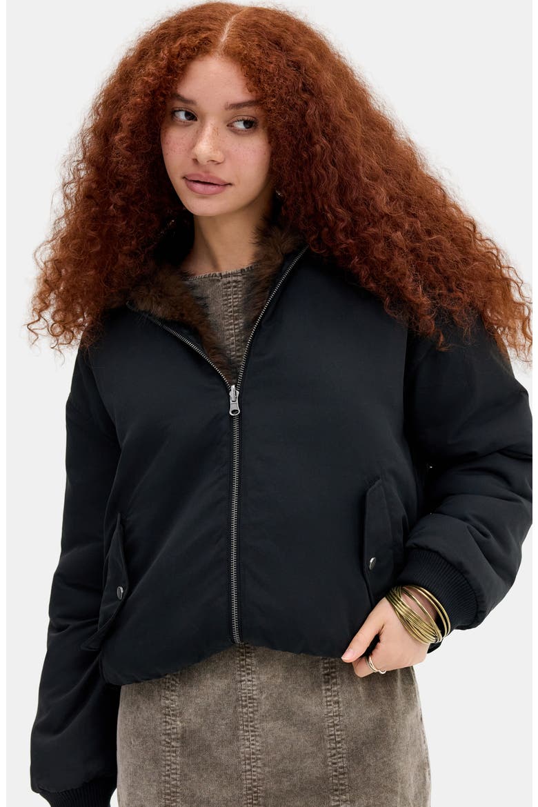 Reversible Faux Fur Hooded Jacket, Alternate, color, BROWN