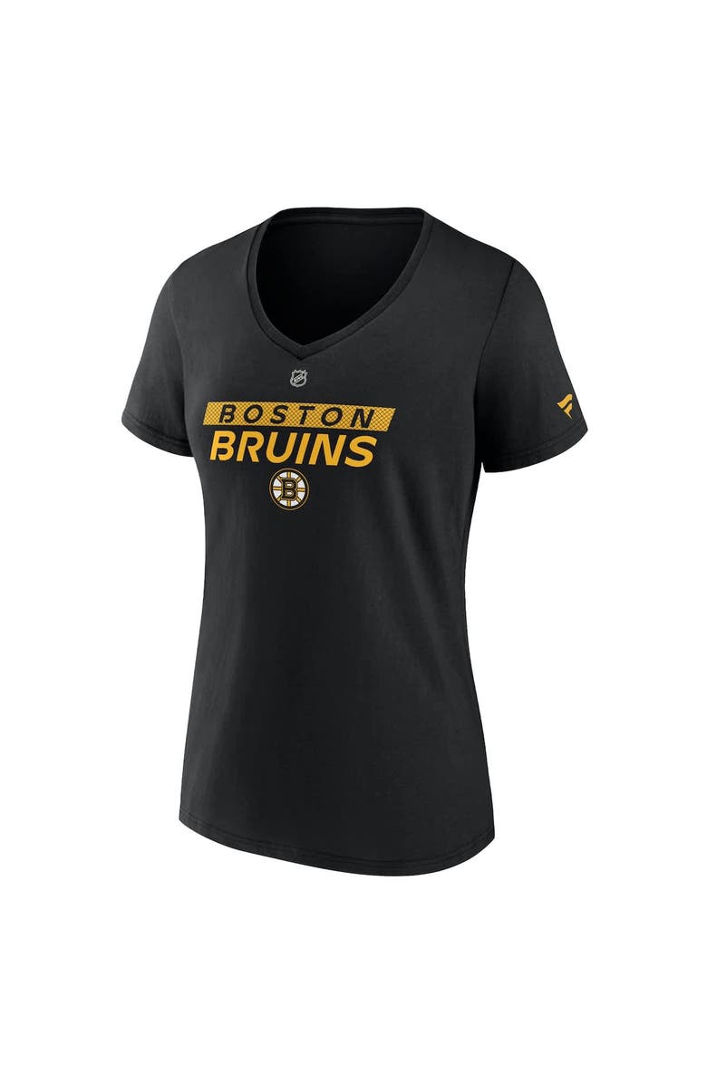 FANATICS Women's Fanatics Black Boston Bruins Authentic Pro Core Primary V-Neck T-Shirt, Alternate, color, Black