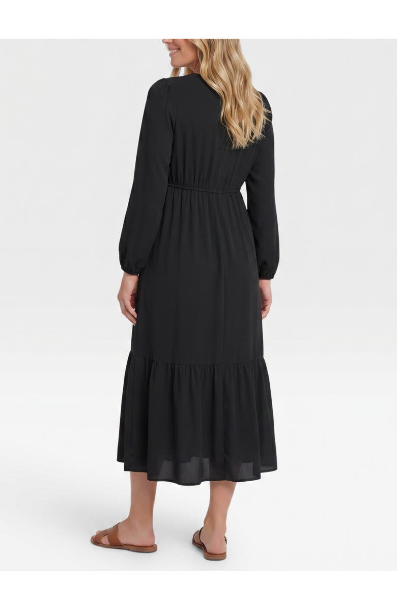 MOTHERHOOD MATERNITY Puff Sleeve Ruffle Midi Maternity Dress, Alternate, color, Black