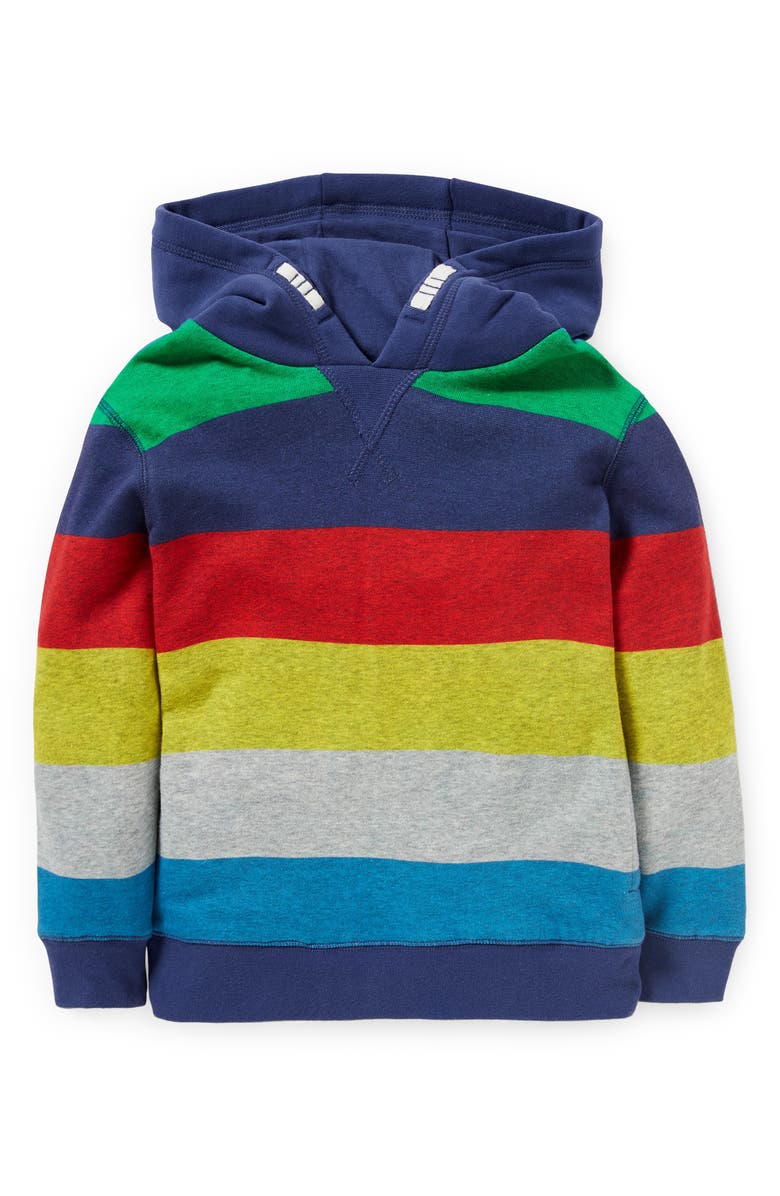 Mini Boden Kids' Rainbow Stripe Hooded Pullover, Main, color,