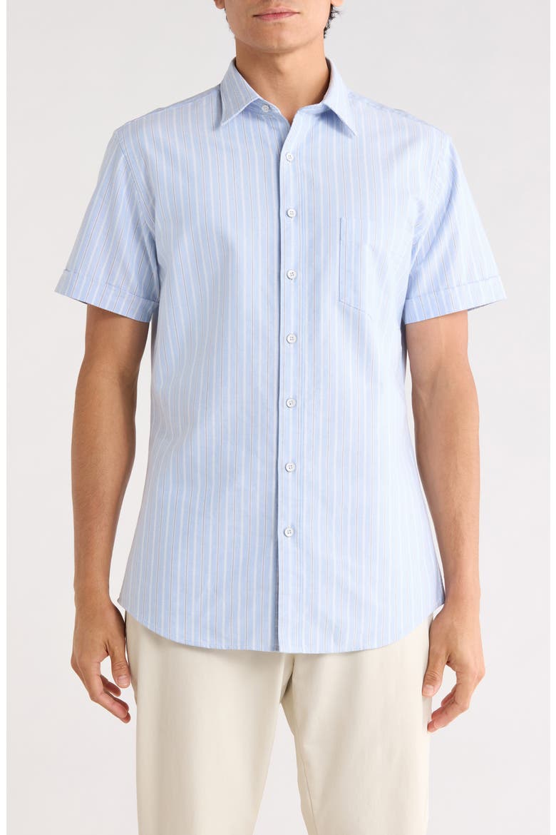 Roystone Stripe Sports Fit Button-Up Shirt, Main, color, SKY BLUE