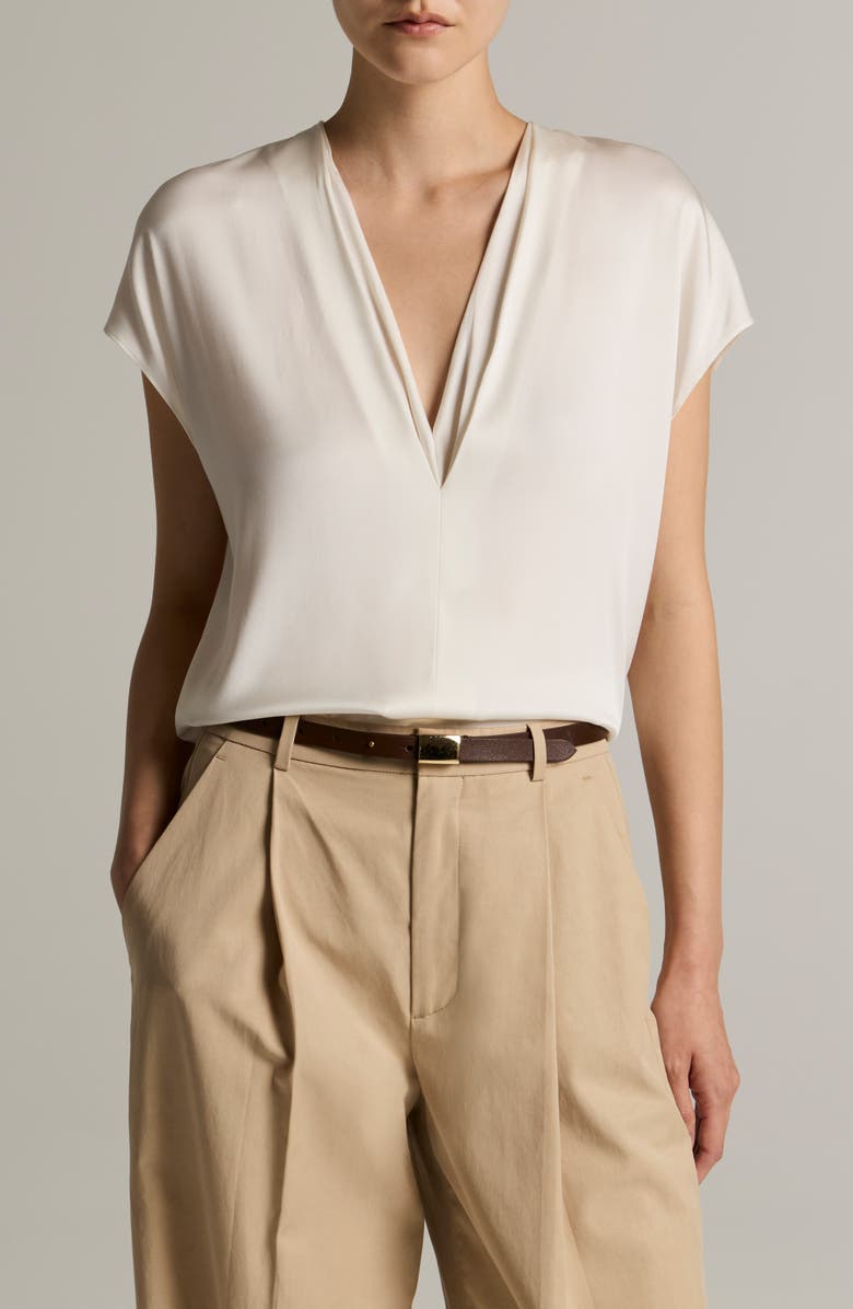Vince V-Neck Cap Sleeve Top, Main, color, Off White