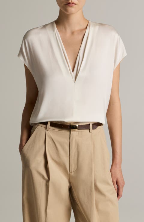 V-Neck Cap Sleeve Top