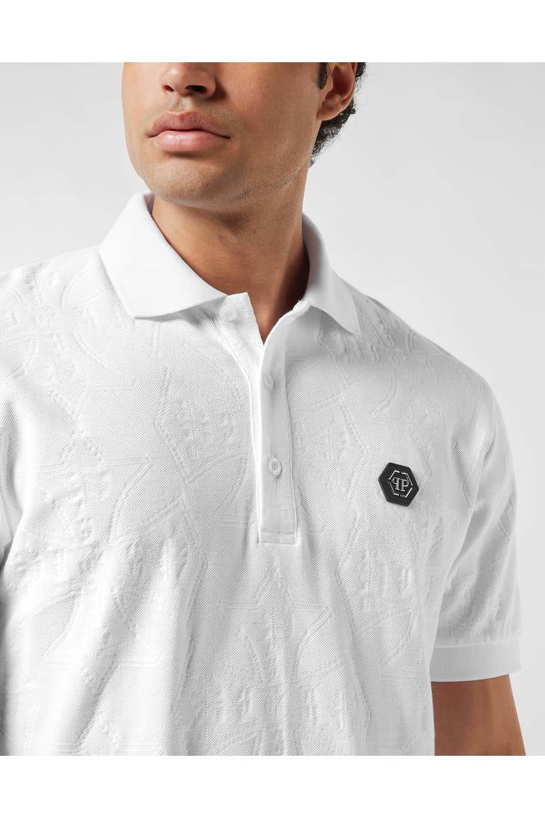 Polo T-Shirt Jacquard Crest Men, Alternate, color, white