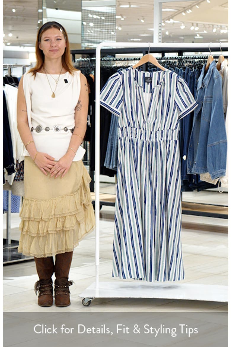 Stripe Smocked Waist Midi Dress video