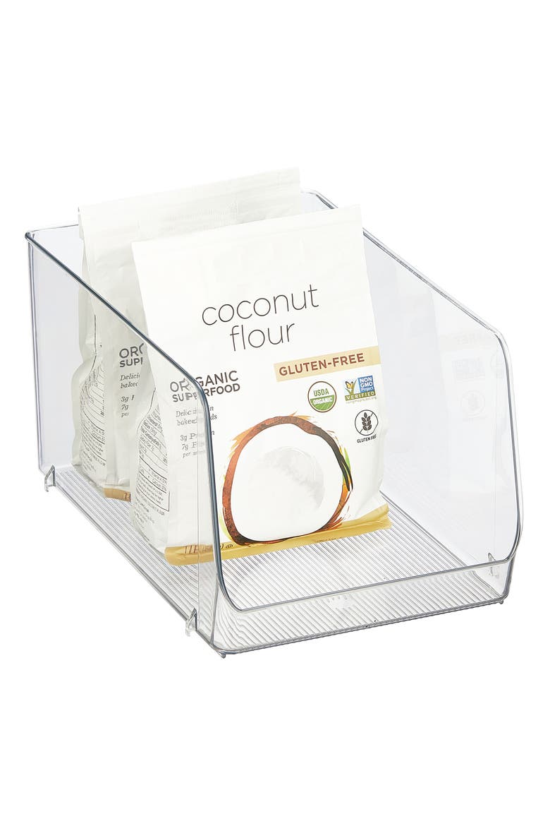 Clear Plastic Stackable Open Front Storage Bin, Alternate, color, Clear