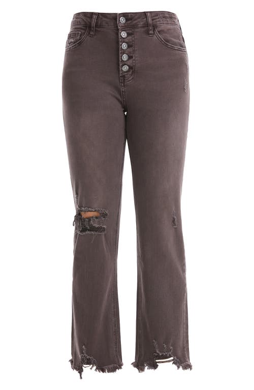 Bayeas High Waist Ripped Chew Hem Straight Leg Jeans