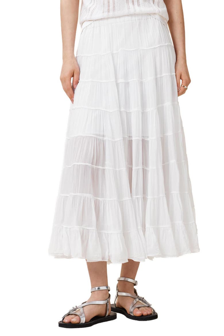 Eva Tiered Midi Skirt, Main, color, CHALK WHITE