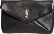 Saint Laurent Large Cassandre Leather Envelope Clutch