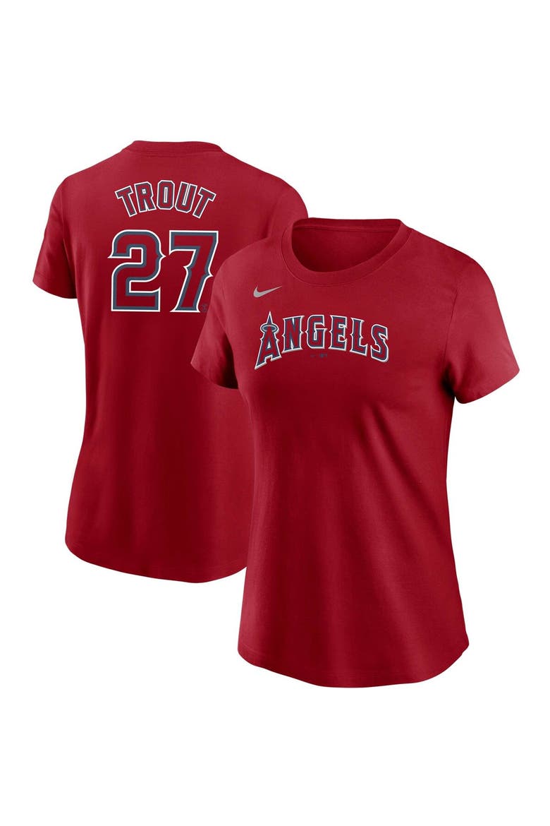 Women's Nike Mike Trout Red Los Angeles Angels Name & Number T-Shirt, Main, color, Red