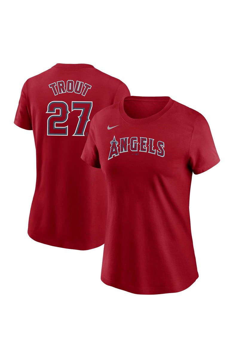 Nike Women's Nike Mike Trout Red Los Angeles Angels Name & Number T-Shirt, Main, color, Red