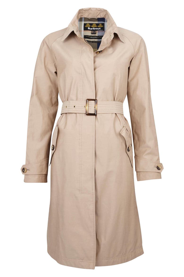 Brunswick Belted Trench Raincoat, Alternate, color, LIGHT TRENCH/ OLIVE TARTAN