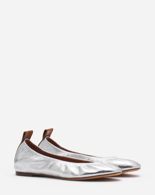 Lanvin Metallic Leather Ballerina Flats In Silver
