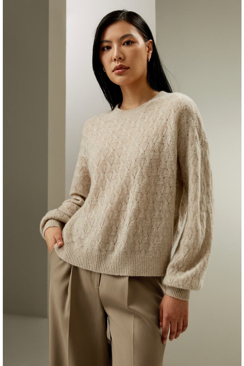 Women's Silk-Cashmere Blend Sweater, Alternate, color, Beige