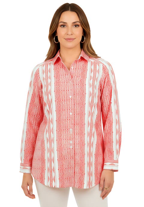 Plus Size Kate Long Sleeve Easy Cotton-Blend Button-Front Shirt (Plus)