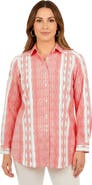 Roaman's Plus Size Kate Long Sleeve Easy Cotton-Blend Button-Front Shirt