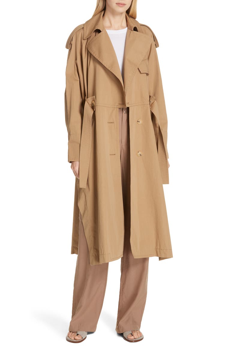 Long Trench Coat, Main, color, DK KHAKI
