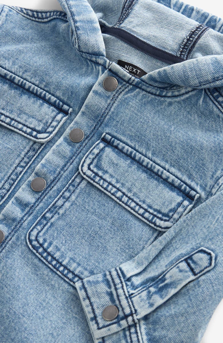 NEXT Kids' Denim Hooded Snap-Up Shirt Jacket, Alternate, color, 