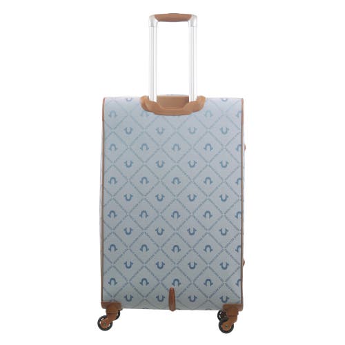 TRUE RELIGION TRUE RELIGION SOFT SIDED 31" EXPANDABLE, SPINNER LUGGAGE WIITH IONIC LOGO MONOGRAM AND BUDDHA PATCH 