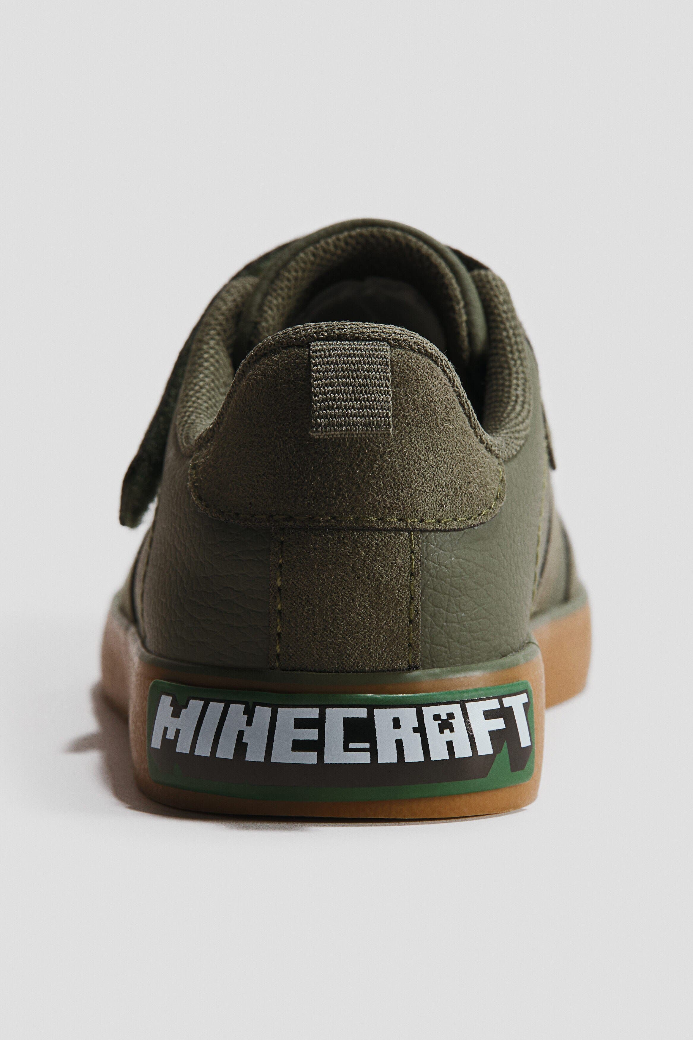 Motif-detail Sneakers, Alternate, color, Dark khaki green/Minecraft