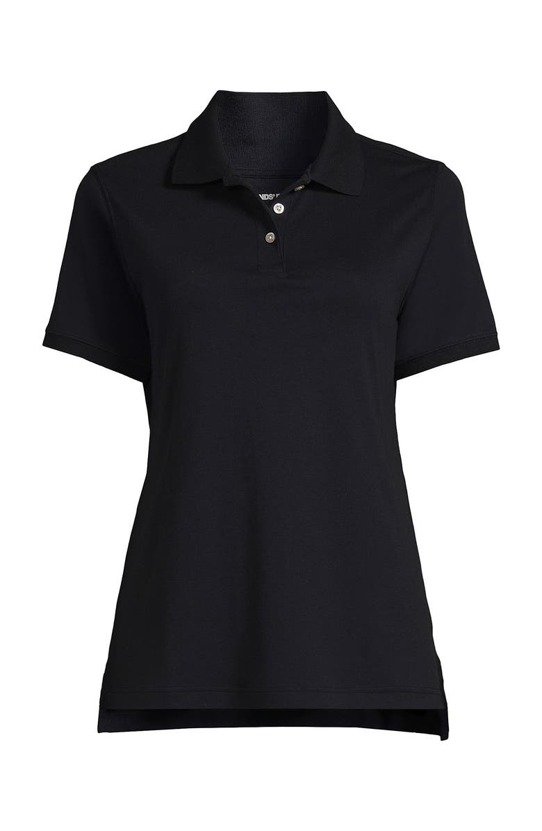 Lands' End School Uniform Short Sleeve Interlock Polo Shirt, Alternate, color, Black