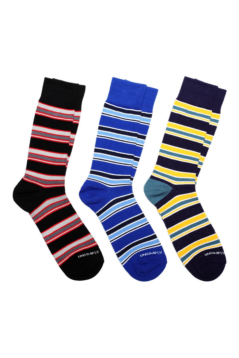 Assorted 3-Pack of Crew Socks, Main, color, BLACK MULTI