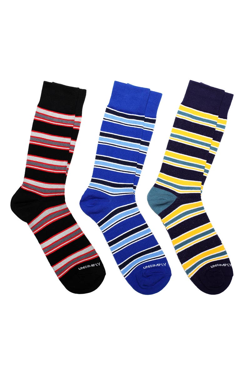 UNSIMPLY STITCHED Assorted 3-Pack of Crew Socks, Main, color, Black Multi