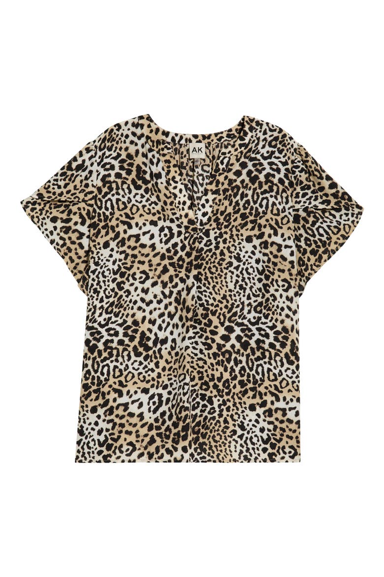 Leopard Print Tulip Sleeve Popover Top, Alternate, color, ANNE BLACK MULTI