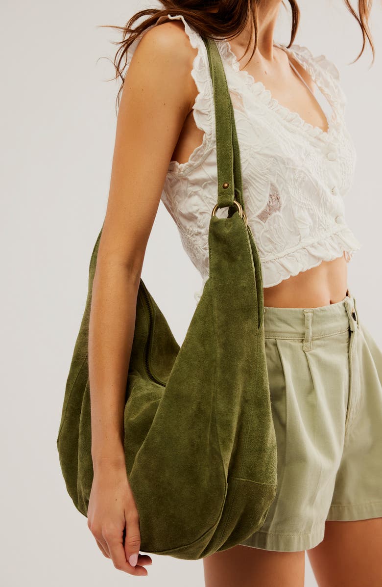 Free People We the Free Roma Suede Tote Bag, Alternate, color, Olive Moss