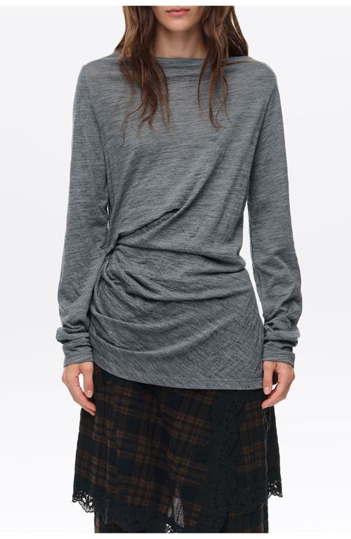 Bimba Y Lola Wool Knot T-shirt In Melange Grey
