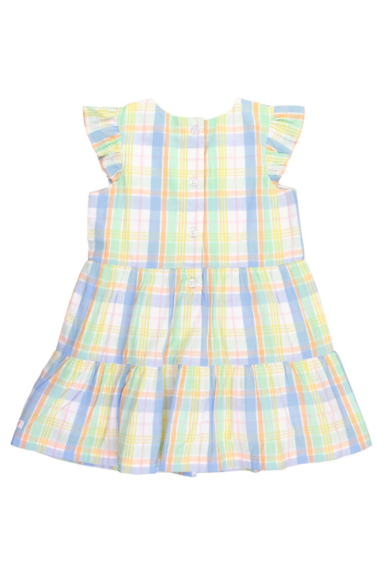 Girls Flutter Sleeve Tiered Dress, Alternate, color, Clubhouse Rainbow Plaid