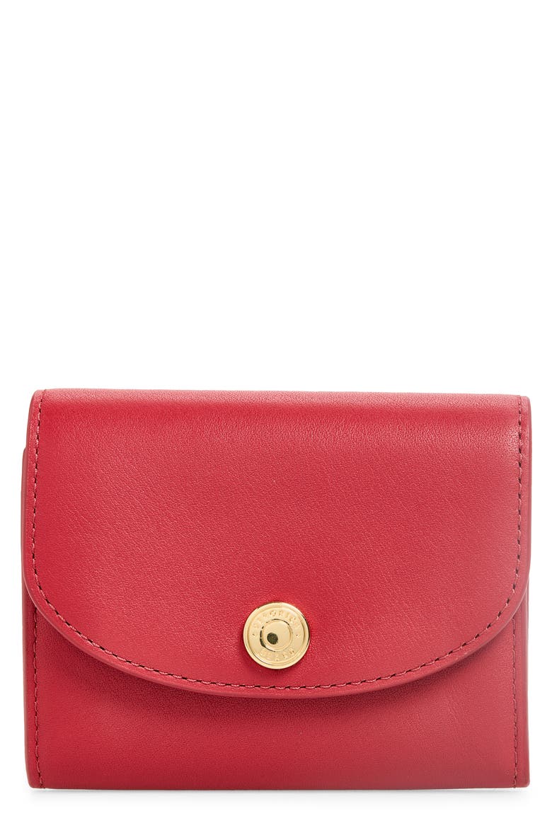 Flap Leather Card Case, Main, color, CRIMSON