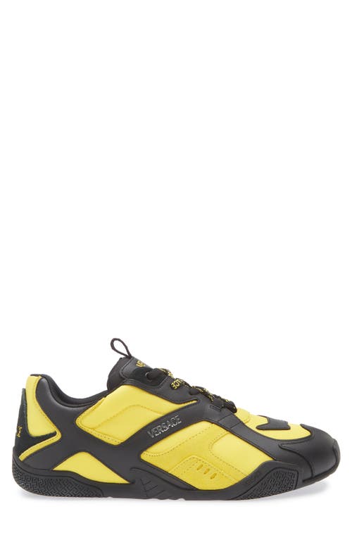 Versace Logo Sneaker In Yellow Black