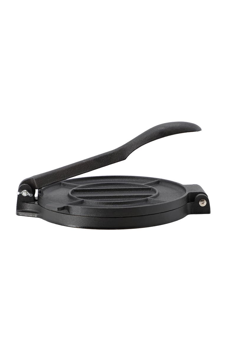 7.9 Inch Heavy Duty Round Cast Iron Tortilla Maker Press, Alternate, color, Black