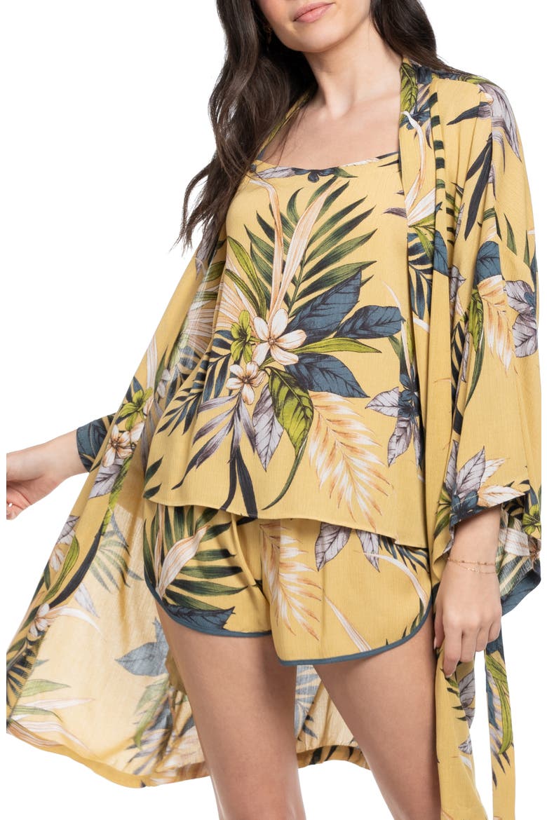 Floral Yoryu Wrap Robe, Alternate, color, YELLOW
