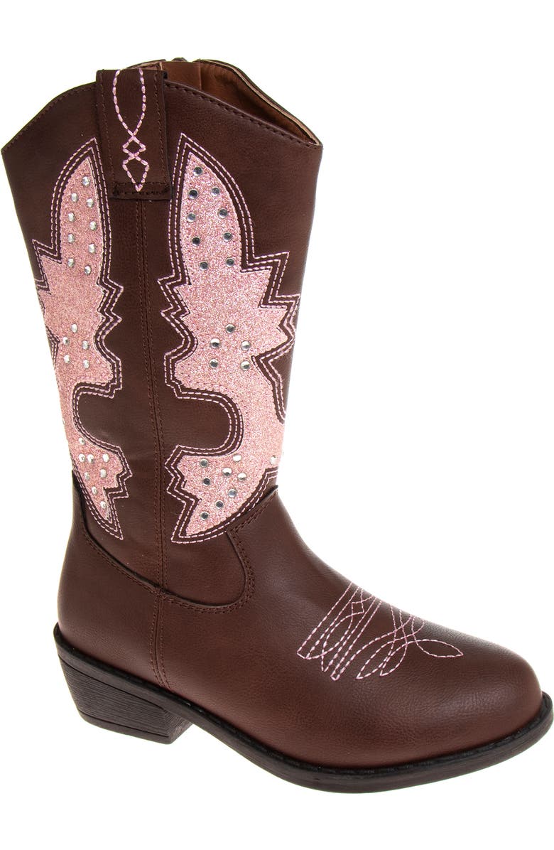 Kensie Girl Cowgirl Boots, Main, color, Brown/Pink