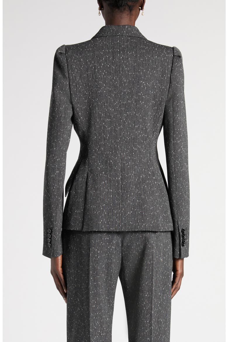 One-Button Puff Sleeve Stretch Wool Jacket, Alternate, color, GREY