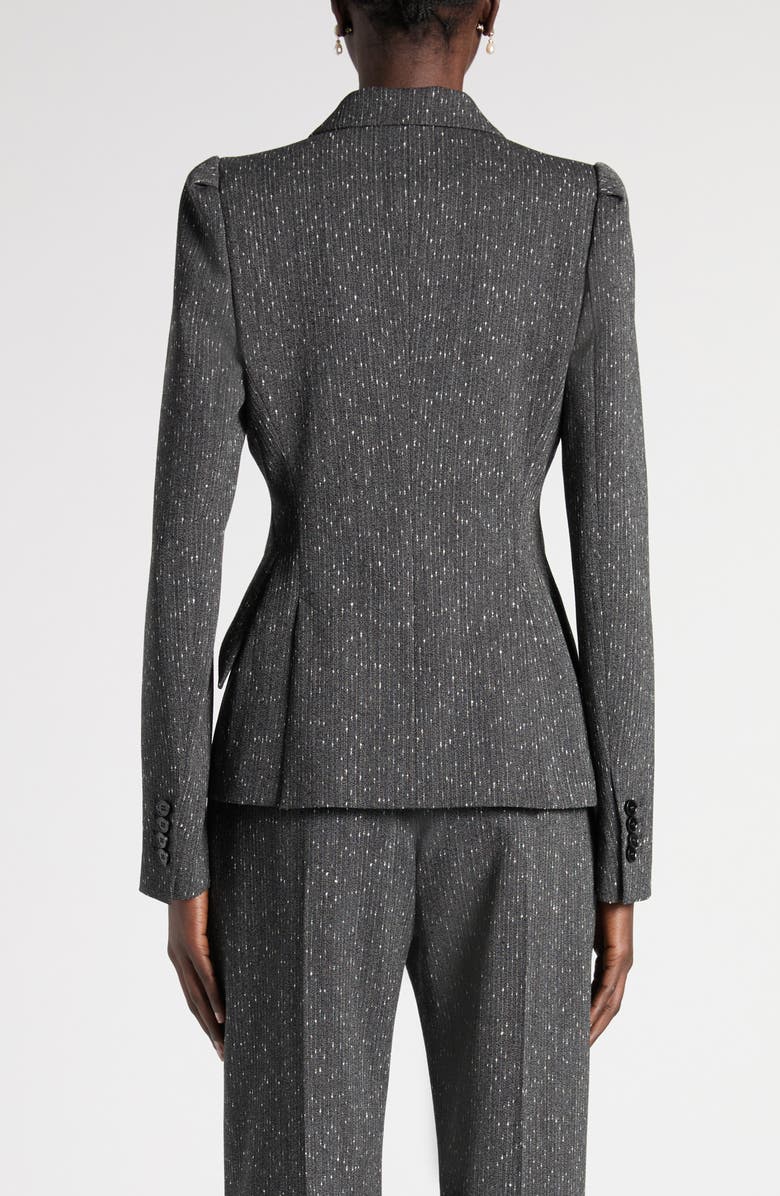 McQueen One-Button Puff Sleeve Stretch Wool Jacket, Alternate, color, Grey
