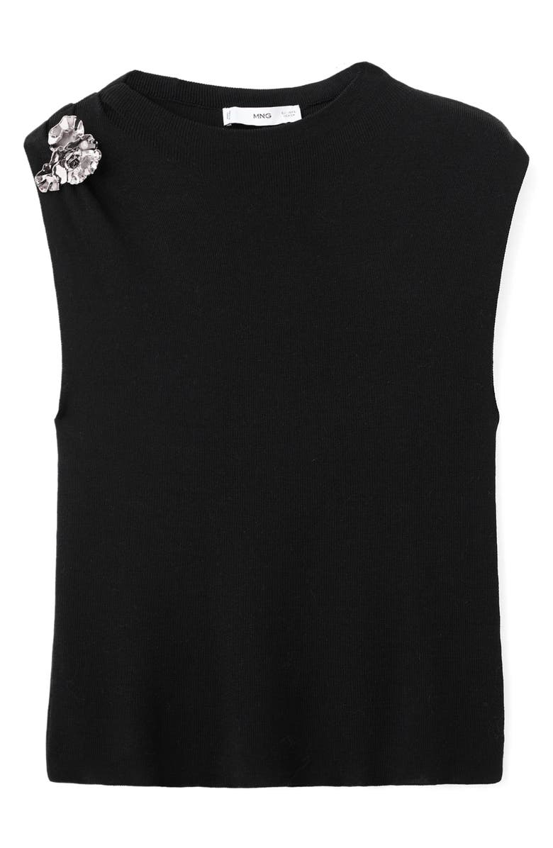 MANGO Flower Embellished Knit Shell, Alternate, color, 